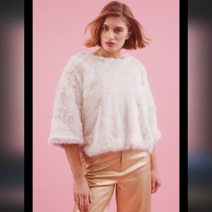 #16 JAYLEY Cream/Pink Faux Fur Cropped Sleeve Jumper